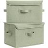 GRANNY SAYS Scatole Portaoggetti con Coperchio, 40 x 26 x 25,5 cm, Verde | Set di 2 Scatole per Armadio in Tessuto, Scatole Portaoggetti con Coperchio per Scaffali, Organizzatori per Vestiti