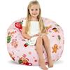 decalsweet Grande Poltrona a Sacco per Bambini con Cerniera, Pieghevole Sedia Sacchetto Sacco di Fagioli per Animali di Peluche per Ragazzi Ragazze Indoor Outdoor (No Filling), Uomo di Panpepato Rosa