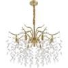 Zalydala Lampadario, lampadario moderno, lampada da soffitto in cristallo, 9 lampadine E14, forma a rami dorati, 95 - 265 V, larghezza della catena regolabile
