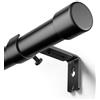 MEISENBERG Bastone per Tende Allungabile Nero, Ø 25mm, Set con Supporti | Terminali in Metallo, Supporto Centrale, Antiruggine - Asta Allungabile con Supporti, 42-72cm
