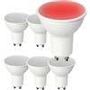 Partenopea® Lampadina a led per illuminazione interni lampadari plafoniere applique porta lampada (Kit di 6 GU10 6W ROSSA)