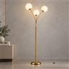 Dopa Lampada da Terra con 3 Sfere in vetro 150 cm, lampada Piantana Oro | Base antiscivolo e antigraffio ,altezza regolabile, sfera in vetro con attacco G9, Interruttore a Pedale e Cavo 3 m