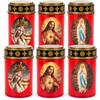 Generico Lumino Votivo Elettronico a LED 12,5 cm - Candela Votiva Rossa a Baffo/Batteria per Cimitero e Devozione - Cero Sacro con Immagine della Madonna