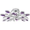 vidaXL Lampada da Soffitto Foglie Bianco e Viola Cristallo Acrilico Lampadario
