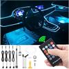 QAUBEN Kit di luce dell'atmosfera auto 4m Fibra ottica RGB Multicolore Funzione di memoria di sincronizzazione della musica attiva Telecomando RF Kit di illuminazione ambientale interna auto USB 12V