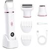 Carehabi Rasoir Électrique Femme, Tondeuse Femme Intime 3-en-1 LED | 3 têtes visage, maillot et corps, écran de batterie, USB-C, autonomie 90 à 120 min et utilisation à sec ou humide.