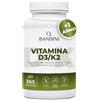 Bandini® Vitamina D3 K2 | 365 COMPRESSE (12 Mesi) | Vitamina D 2000 UI + | 200 mcg Vitamin K | Vitamine MK-7 99% All Trans Vit D3+K2 | Per Ossa, Denti, Muscoli, Articolazioni & Sistema Immunitario