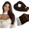 RUNATURE Extension Biadesive Capelli Veri 70cm 20 Pezzi 50g Marrone #4 | Extension Adesive Invisibile，Dritto,Lisci,Effetto Naturale