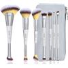 Jessup Set 7 pennelli trucco doppia punta con custodia viso occhi T520 | Fibre tricolore ultra morbide, basso assorbimento, sfumatura uniforme, design compatto da viaggio, pronto regalo
