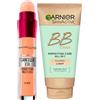 Garnier Skinactive BB Cream Crema Viso Idratante Perfezionatrice Tutto in 1 SPF25 Tonalità Medio-Chiara + Il Cancella Età Correttore Liquido Multiuso Colore 02 Nude con Applicatore a Spugnetta