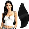 RUNATURE Extension Capelli Veri Biadesivo Nero Naturale 25cm 20pcs 30g #1B | Extension Adesive Invisibile，Dritto,Lisci,Effetto Naturale