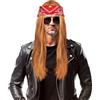 AOMIG Discoteca Parrucca Costume '90 Anni '70 e '80, Parrucca in Metallo Pesante con Bandana, Retina per Parrucca, per Cosplay Halloween Costume a Tema Feste