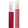 Maybelline New York SuperStay Matte Ink Tinta Labbra ad Effetto Coprente Colore Intenso a Lunga Durata con Applicatore di Precisione a Punta Kit Make Up da 2 Rossetti con 115 Founder e 15 Lover