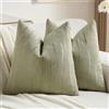 Ystyle Chenille Federe Cuscini Divano 50x50 2 Pezzi, Morbide Federa Cuscino con Texture a Righe in Rilievo, Decorativi Elegante Copricuscino Divano per Divano Soggiorno Camera, Verde Oliva