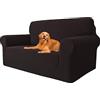 YSTELLAA Copridivano 2 Posti Con Braccioli, Caffè Scuro | Fodera per Divano Elasticizzato, Copridivani Universale, Sofa Cover Antiscivolo Lavabili, Antigraffio, Antimacchia