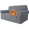 YSTELLAA Copridivano 2 Posti Con Braccioli, Grigio Chiaro | Fodera per Divano Elasticizzato, Copridivani Universale, Sofa Cover Antiscivolo Lavabili, Antigraffio, Antimacchia