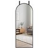 HOMCOM Specchio da Parete ad Arco, 110x40 cm, Cornice in Alluminio, Nero | Specchio da Porta, Ganci, Design Moderno per Soggiorno, Camera da Letto, Ingresso