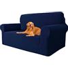 YSTELLAA Copridivano 2 Posti Con Braccioli, Blu Scuro | Fodera per Divano Elasticizzato, Copridivani Universale, Sofa Cover Antiscivolo Lavabili, Antigraffio, Antimacchia