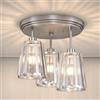 HOMCOM Plafoniera LED Soffitto in Vetro Cristallo con 3 Luci, Argento | Lampadario Moderno, Attacchi E27, Senza Lampadina, Ø32 cm, per Soggiorno, Sala da Pranzo, Camera da Letto