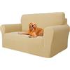 YSTELLAA Copridivano 2 Posti Con Braccioli, Beige Giallo | Fodera per Divano Elasticizzato, Copridivani Universale, Sofa Cover Antiscivolo Lavabili, Antigraffio, Antimacchia