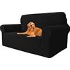YSTELLAA Copridivano 2 Posti Con Braccioli, Nero | Fodera per Divano Elasticizzato, Copridivani Universale, Sofa Cover Antiscivolo Lavabili, Antigraffio, Antimacchia