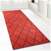Floordirekt Tappeto passatoia con Motivo, Cucito su Misura, per Cucina, corridoio e Soggiorno, Ornamento Vintage a griglia Orientale (80 x 200 cm, Rosso Cosenza)