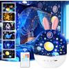 URAQT Proiettore Stelle Soffitto Bambini, 6 Film e 8 Carillon Neonati | Ricaricabile+Telecomando Luce Notturna Bambini, Rotazione 360° e Timer, Regalo Neonato Bambina anni, Proiettore Natalizio