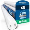 Eurocali 8 Tubi LED 24W 150cm T8 G13 SMD con Starter 3000 Lumen Garanzia 3 Anni - Luce Naturale 4000K - Alta Luminosità 125 lm/W - Sostituzione Neon per Soffitto Garage e Negozio in Materiale Nano Plastic