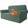 YSTELLAA Copridivano 2 Posti Con Braccioli, Verde | Fodera per Divano Elasticizzato, Copridivani Universale, Sofa Cover Antiscivolo Lavabili, Antigraffio, Antimacchia