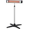 Blumfeldt Dark Wave - Riscaldatore Esterni, Radiatore, Stufa Elettrica da Esterno, 2500 W, Tubo in Carbonio Placcato Oro, 9 Livelli Calore, Timer 24 H, IP65, Touch, Display LED, Argento, Piedistallo