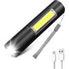 flintronic Mini Torcia Elettrica, Torcia con Messa a Fuoco Regolabile, Torce Portatile Ricaricabile, IPX4 Torce Led Piccola, per Campeggio, Emergenza, Officina, Riparazione, Escursionismo