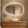 S'AFIELINA Specchio Bagno LED 85x50 cm con Luce Asimmetrico | Specchio da Parete Bagno Design Moderno, Smart Touch, Antiappannamento, Dimmerabile 3 Colori, Funzione Memoria