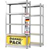 KARAT Scaffalatura per carichi pesanti, set da 2 pezzi, scaffalatura per cantine, scaffalatura per magazzino, 5 ripiani regolabili (zincati, 50 x 100 x 200 cm)