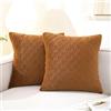 Ystyle Federe Cuscini Divano 50x50 Set Da 2, Copricuscini Divano Velluto Ciniglia Extra Morbida, Copricuscini Decorativi Motivo A Rombi E Cerniera Invisibile, Per Soggiorno E Letto, Caffè