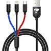 Aioneus Multi Cavo di Ricarica,3 in 1 Multiplo Cavo USB Type-C 1.2M Ricarica Rapida Filo Caricabatterie Nylon Intrecciato Cavetto Micro USB Tipo C Lightning per Samsung iPhone OPPO Huawei Redmi Android,Nero