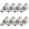 deleyCON 8x Connettore di Rete CAT 6a RJ45 con Connessione LSA per Cavi di Installazione Rigidi Schermati 10 Gbit/S Cavo LAN Connettore per Cavo di Rete CAT6a Alloggiamento in Metallo