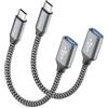 deleyCON 2x Adattatore USB C a USB 3.0 OTG Tipo-C Connettore a Presa A - Cavo per iPhone 17/16/15, Galaxy S26/S25/S24, A56, A17, A16 Tablet, MacBook, iMac, iPad, Notebook ecc.