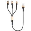 RAVIAD Multi Cavo di Ricarica 3 in 1 Multiplo Cavetto Micro USB Tipo C 0.5M | Nylon Intrecciato Cavo di Ricarica USB per iPhone 17 16 15, Samsung S25 S24 S23 S22, Huaiwe P40 P30, Xiaomi, OnePlus-Oro