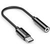 deleyCON USB-C a 3,5mm Audio Adattatore - DAC-Chip & TRRS - USB Tipo-C Connettore a Presa Jack - Compatibile con Smartphone, Tablet, Cuffie, Altoparlanti - Nero