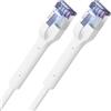 deleyCON 0,25m Cavo Patch CAT7 SLIM - 10 Gbit/s Cavo di rete - Bianco | Cavo Ethernet ultrasottile per internet LAN veloce, connettore RJ45, in rame, con supporto PoE, per PS5, PC, router