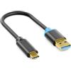 deleyCON 0,15m Cavo USB-C USB 3.0 5 Gbit/s USB-A a USB-C | Cavo di ricarica/dati corto da 15 cm per iPhone 17 Pro Air/16/15 Pro Max, Galaxy S26/S25/S24, Pixel, iPad, MacBook, PS5
