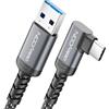 deleyCON 2m Cavo USB-A a USB-C 90° USB 3.0 5 Gbps (USB 3.2 Gen1) - Cavo di Ricarica e Dati per Smartphone Tablet Notebook Fotocamera HDD SSD Disco Esterno ecc.