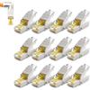 deleyCON 12x Connettore RJ45 CAT 6a Angolato 90° Senza Utensili, Schermato, 10 Gbit/s - per Cavi di Posa Rigidi (Roh), Ethernet LAN/DSL/Patch