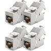 deleyCON 4x Modulo Keystone Jack CAT6a Cavo Patch Cavo di Rete Connettore Schermatura STP Presa di Rete RJ45 Patch Panel Estensione del Supporto Keystone