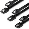 deleyCON 3x 50cm SATA 3 Nylon Cavi Set Cavo Dati 6 Gbit/s Cavo di Collegamento Cavo di Attacco Scheda Madre HDD SSD Disco Rigido 2 Spina S-ATA Dritta Nero