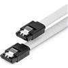 deleyCON 60cm Cavo SATA 3 Nylon 6 Gbit/s Dati SATA III Connessione Serial ATA Collegamento per Mainboard & Disco HDD SSD 2 Connettori S-ATA l Dritti Bianco