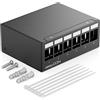 deleyCON Pannello patch a 6 porte 1U per moduli Keystone da 14,9 mm x 17 mm con connettore coassiale RJ45 BNC F, antenna RJ-11, RCA jack, USB, Toslink, PS2, HDMI - Nero