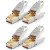 deleyCON 4 connettori CAT 7, RJ45, schermati, 10 Gbps, 600 MHz, cavo rigido, cavo grezzo, Ethernet LAN DSL