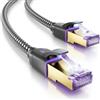 deleyCON 7,5m Cavo Patch CAT7 Nylon RJ45 10 Gbit/s S/FTP POE - Nero | Cavo di rete Gigabit, cavo Ethernet, rame, connettore RJ45, CAT 7 LAN, per PC, PS5, router, modem, TV, switch, laptop