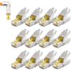 deleyCON 12x Connettore RJ45 CAT 8 Angolato 90° Senza Utensili, Schermato, 40 Gbit/s - per Cavi di Posa Rigidi (Roh), Ethernet LAN/DSL/Patch